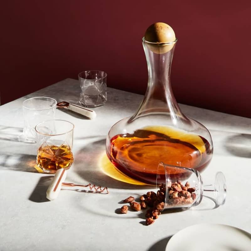 Glass Wine Bottle Decanter with Wood Stopper