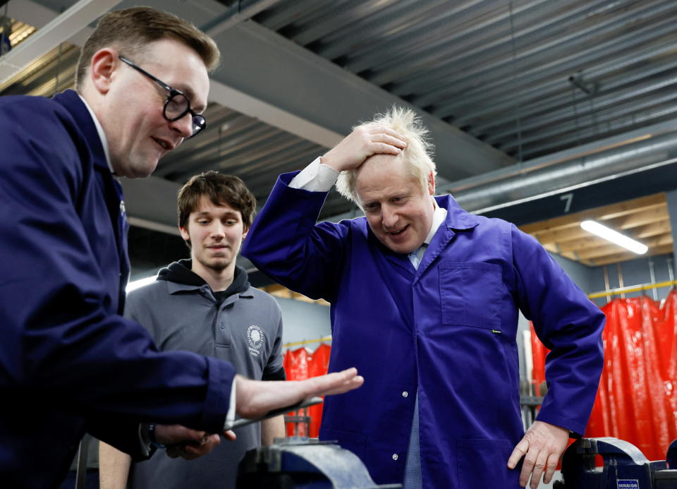 Prime Minister Boris Johnson during a visit to the technology centre at Hopwood Hall College in Manchester. Picture date: Thursday February 3, 2022.