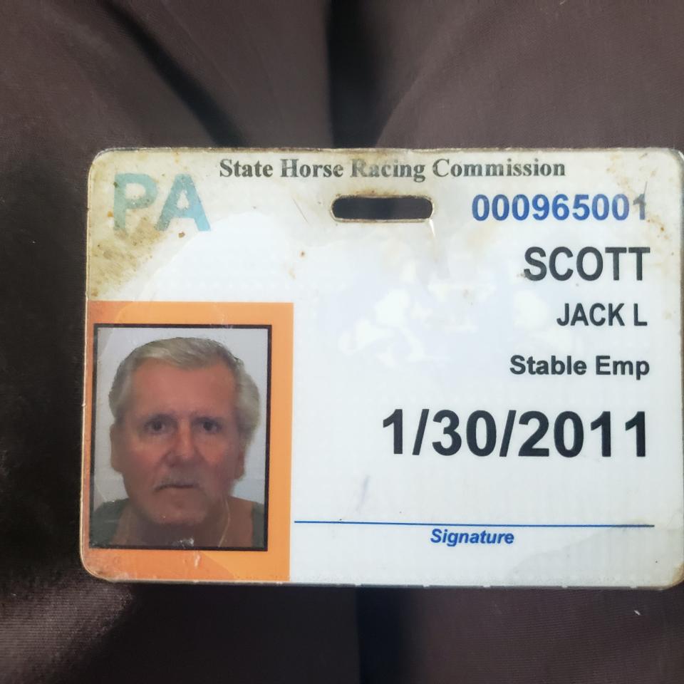 This Pennsylvania State Horse Racing Commission identification for Jack L. Scott was issued was among the items found in his wallet when he died in October 2011.