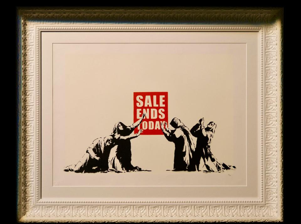 Portugal, North region, Porto, Banksy, Genius or Vandal exhibition at the Alfandega Congress Center, Sale Ends Today