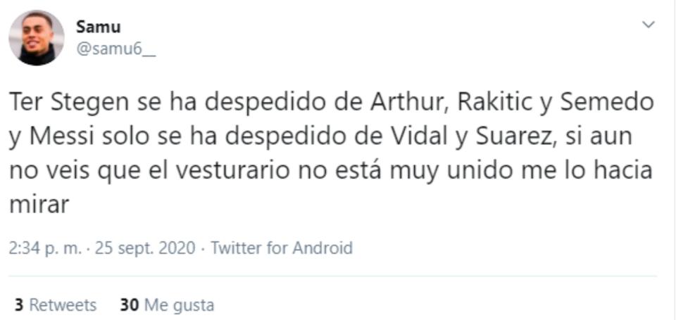 Lo mismo recordaba este aficionado, para el que la ruptura es evidente. (Foto: Twitter / <a href="http://twitter.com/samu6__/status/1309471394258980866" rel="nofollow noopener" target="_blank" data-ylk="slk:@samu6__;elm:context_link;itc:0;sec:content-canvas" class="link ">@samu6__</a>).