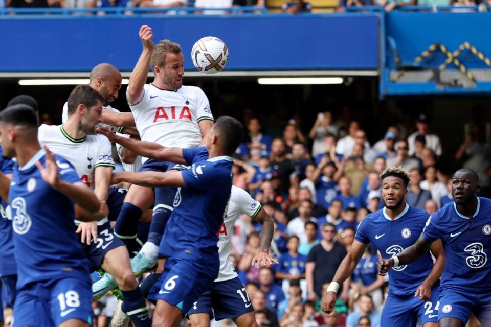 Harry Kane nodded home an injury-time equaliser for Spurs (AP)