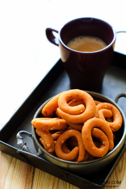 <p>My Veg Fare</p><p>If you don't have the patience to roll out the murukku dough, then this is a much easier version that takes a fraction ofthe time and still tastes just as delicious.</p><p><strong>Get the recipe: <a href="https://www.myvegfare.com/kodubale-kodbale-a-delicacy-from-karnataka/" rel="nofollow noopener" target="_blank" data-ylk="slk:Kodubale;elm:context_link;itc:0;sec:content-canvas" class="link ">Kodubale</a></strong></p>