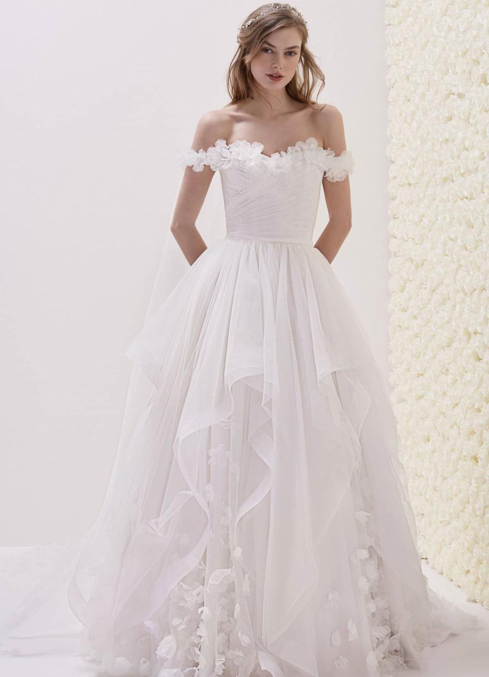 Pronovias Elodia Off-the-Shoulder Ball Gown