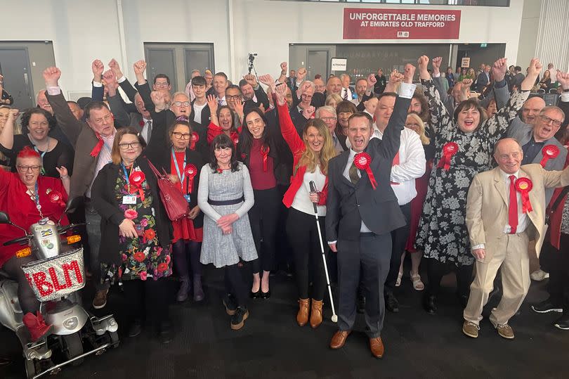 Labour members celebrate in Trafford -Credit:LDRS