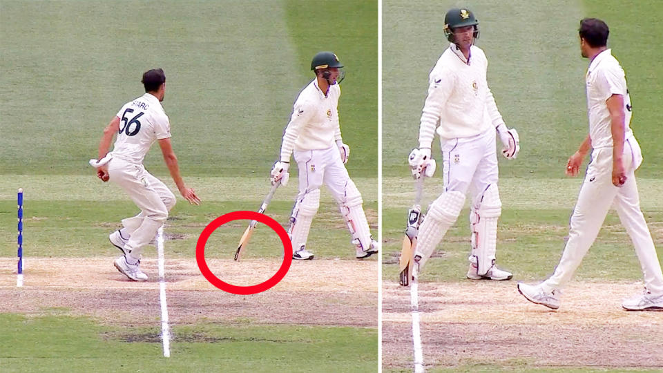 Mitchell Starc blasted Theunis de Bruyn for leaving his crease early. Image: Fox Cricket
