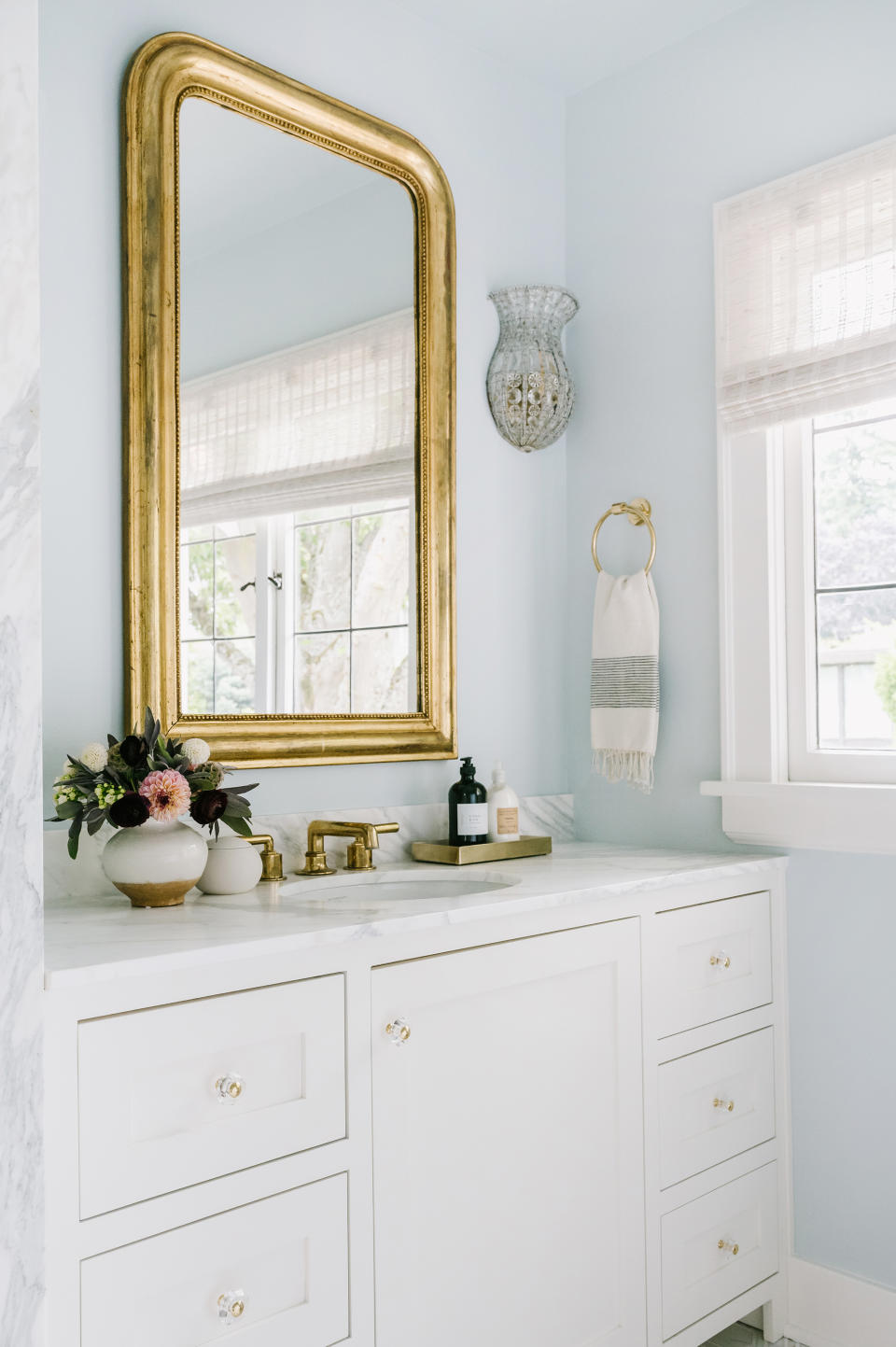 6. Give your bathroom a lifestyle aesthetic with a dresser inspired vanity