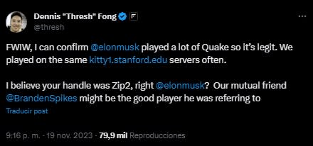 Elon Musk fue un jugador muy activo de Quake hace años