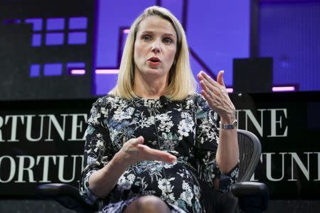 Marissa Mayer, President and CEO of Yahoo, participates in a panel discussion at the 2015 Fortune Global Forum in San Francisco, California November 3, 2015. REUTERS/Elijah Nouvelage