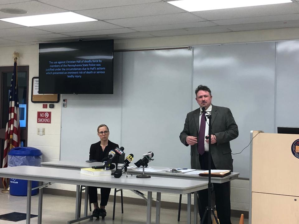 Monroe County First Assistant District Attorney Michael Mancuso speaks Tuesday, March 30, 2021 while presenting the findings of an investigation into the deadly use of force against Christian Hall.