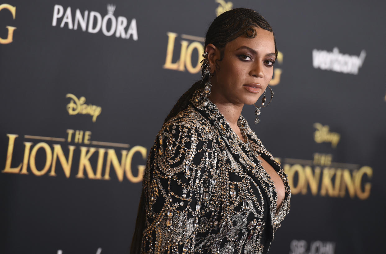 Beyonce arrives at the world premiere of "The Lion King" on Tuesday, July 9, 2019, at the Dolby Theatre in Los Angeles. (Photo by Jordan Strauss/Invision/AP)