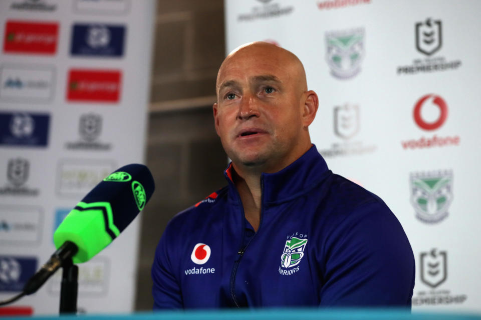 NRL coach Nathan Brown (pictured) during a post match interview.