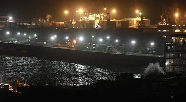 A photo of waves reaching a port city in northern Chile. Photo: Supplied