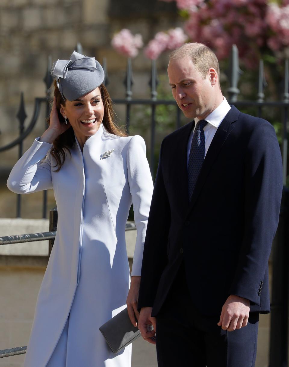 Britain's Prince William and Duchess Kate attend the Easter Mattins Service at St. George's Chapel, at Windsor Castle in England on April 21, 2019.