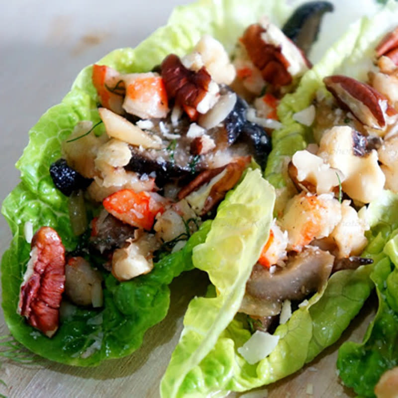 <p>Eat To Your Heart's Content</p><p>This succulent shrimp appetizer is loaded with walnuts, almonds and pecans.</p><p><strong>Get the recipe: <a href="http://eattoyourheartscontent.blogspot.com/2016/01/easy-recipe-nutty-shrimp-lettuce-boats.html" rel="nofollow noopener" target="_blank" data-ylk="slk:Nutty Shrimp Lettuce Boats;elm:context_link;itc:0;sec:content-canvas" class="link ">Nutty Shrimp Lettuce Boats</a></strong></p>