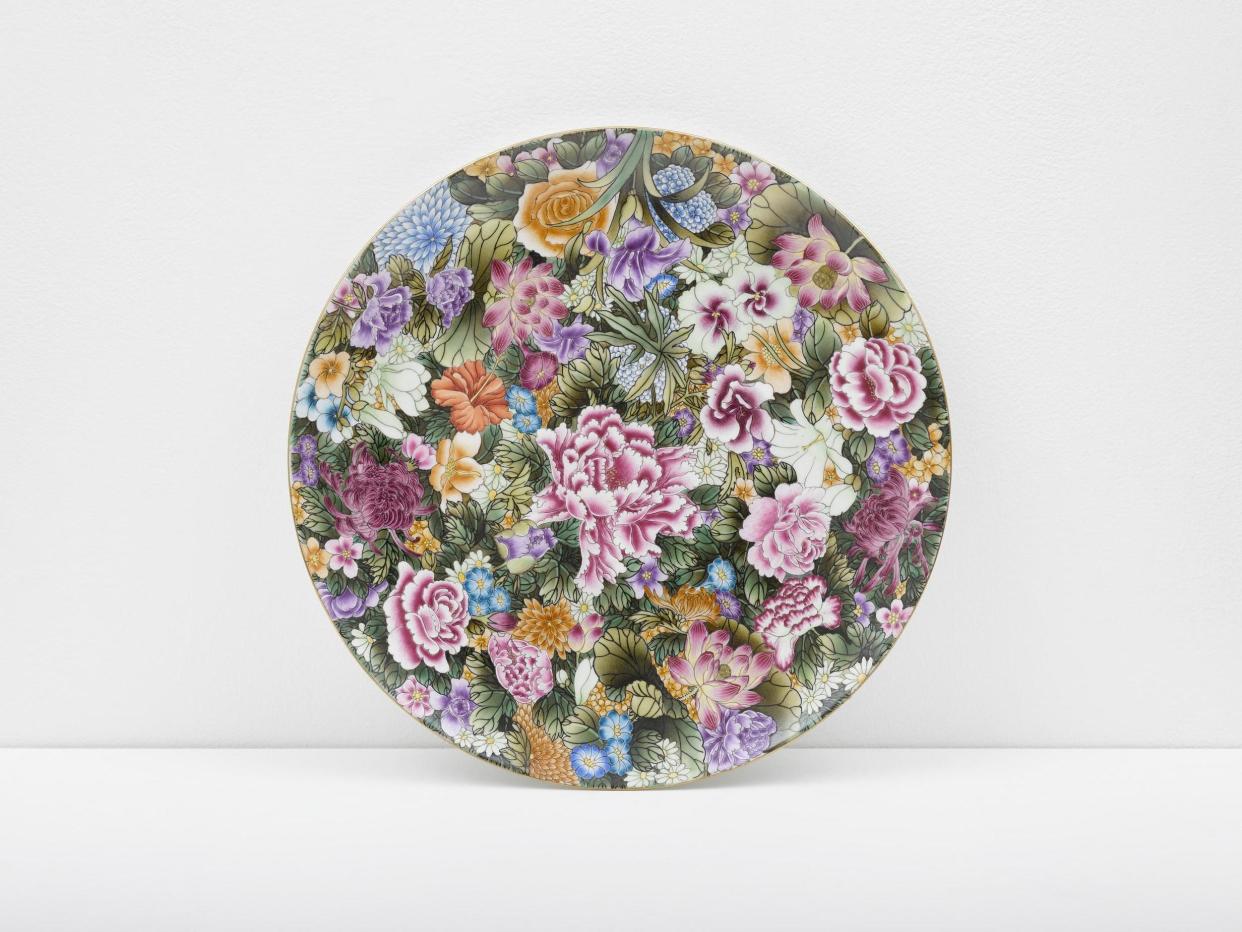 Auction: Ai Weiwei's Small Plate with Flowers, 2014, is among lots including works by Bridget Riley and Yinka Shonibare: AI WEIWEI; COURTESY LISSON GALLERY