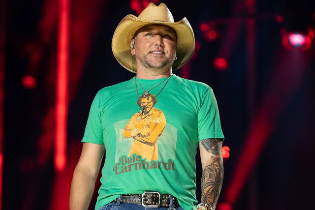 <p>Amiee Stubbs/imageSPACE/Sipa/AP</p> Jason Aldean performs in Nashville in June 2023