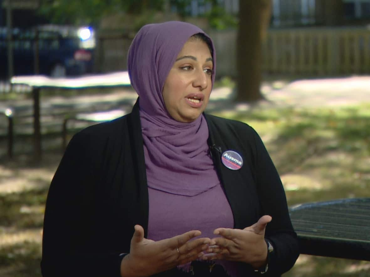 Ausma Malik, a Toronto city council candidate for Spadina-Fort York, says the main issues in the ward are affordability and access to housing. Malik is one of 12 candidates seeking the seat in an open race after incumbent councillor Joe Cressy decided not to run for re-election. (Paul Borkwood/CBC - image credit)