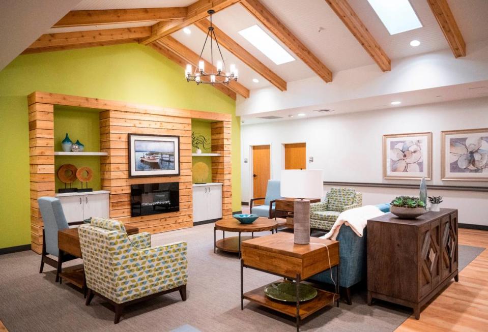 A view of the main room or gathering space inside of one of the Mustard Seed Project’s three homes that are part of the first assisted living facility on the Key Peninsula, in Lakebay, Wash. on Jan, 25, 2023. Each home has 10 rooms and a communal area with a kitchen.