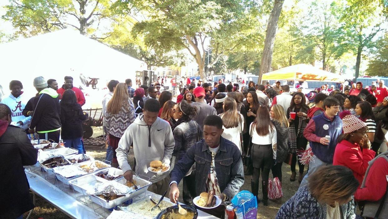 "Kapstone Tailgate" is one of the most popular tailgate events before University of Alabama home football games, drawing upwards of 2,000 guests. It originally started with one tent by Kappa Alpha Psi fraternity in 2011.