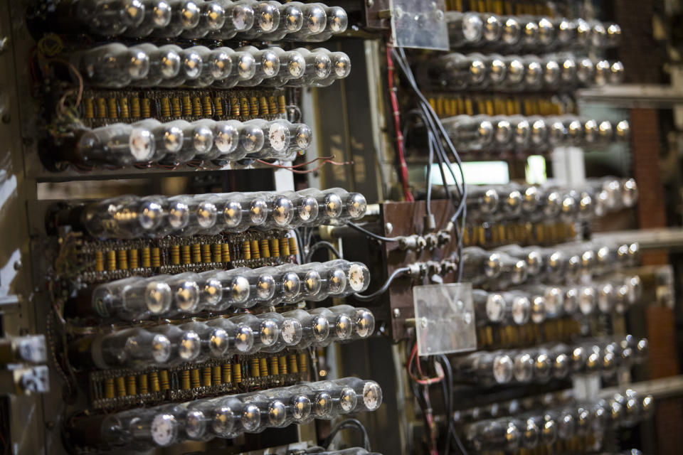 BLETCHLEY, ENGLAND - JUNE 03: Valves on the Colossus computer, used during World War II to decypher German code at Block H, Bletchley Park pictured at The National Museum of Computing on June 3, 2016 in Bletchley, England. During World War II British codebreakers helped decypher the German Army's Lorenz cypher using the Colossus computer and Tunny machine at the Government Code and Cypher School's (GC&CS) main codebreaking centre, Bletchley Park. The machines at Bletchley Park's Block H, the world's first purpose-built computer centre, helped gather crucial intelligence for the British military during the war. (Photo by Jack Taylor/Getty Images)