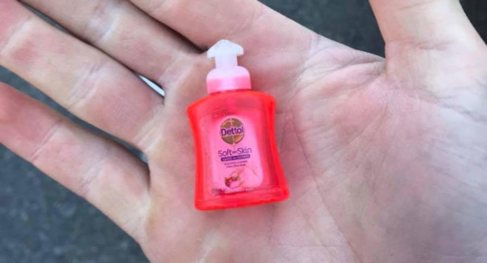 A Sunshine Coast man found a Coles Little Shop collectable washed up on Buddina Beach at Point Cartwright in Queensland. Source: Facebook/ Tyson Jones