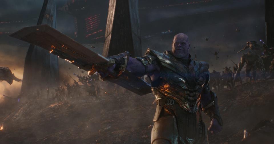 Thanos (Josh Brolin) leads his army against Earth's mightiest heroes in 