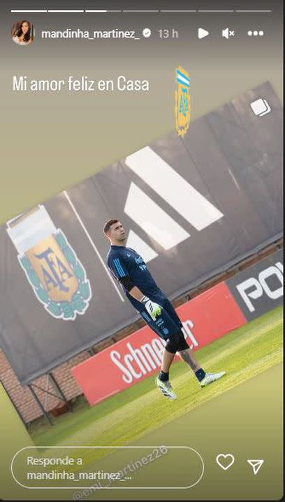 Mandinha Martínez compartió una imagen de su esposo entrenando con la selección argentina