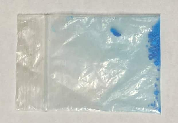 Summerside police say they found this packet of a substance thought to be fentanyl after answering a call about a suspected overdose Wednesday.  (Submitted by Summerside Police - image credit)