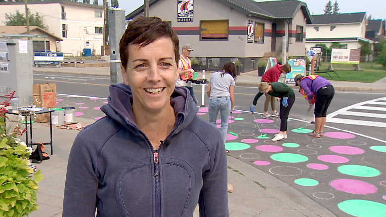 Calgary community tests traffic-calming polka dots