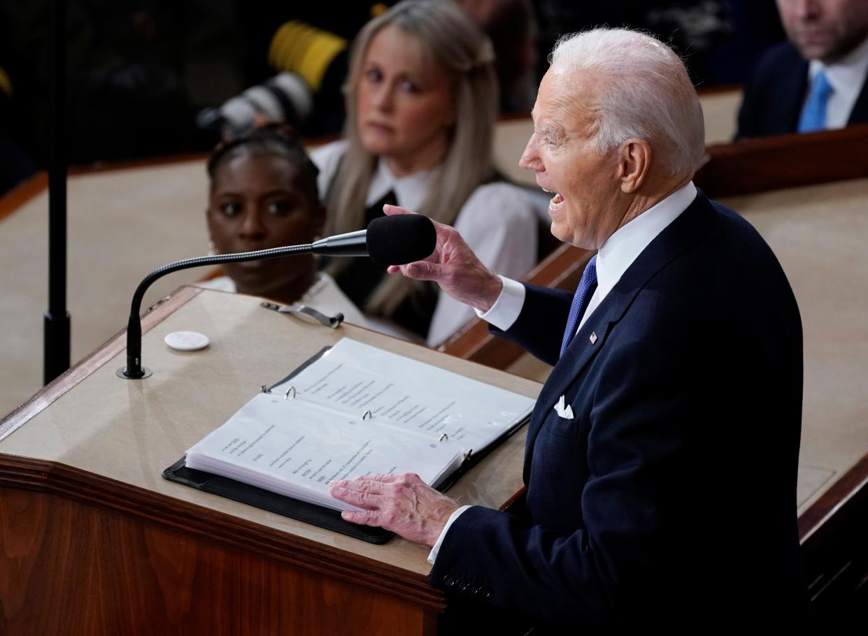 President Joe Biden delivers the State of the Union address to Congress at the U.S. Capitol in Washington on March 7, 2024.