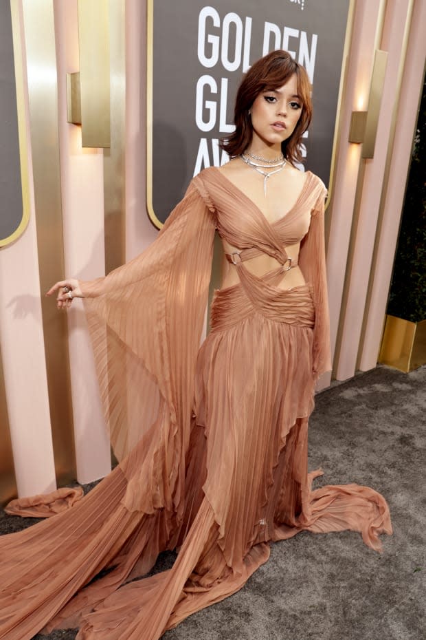 BEVERLY HILLS, CALIFORNIA - JANUARY 10: 80th Annual GOLDEN GLOBE AWARDS -- Pictured: Jenna Ortega arrives at the 80th Annual Golden Globe Awards held at the Beverly Hilton Hotel on <a href="https://parade.com/living/january-holidays-observances" rel="nofollow noopener" target="_blank" data-ylk="slk:January;elm:context_link;itc:0;sec:content-canvas" class="link ">January</a> 10, 2023 in Beverly Hills, California. -- (Photo by Todd Williamson/NBC/NBC via Getty Images)<p><a href="https://www.gettyimages.com/detail/1455606172" rel="nofollow noopener" target="_blank" data-ylk="slk:Todd Williamson/NBC/Getty Images;elm:context_link;itc:0;sec:content-canvas" class="link ">Todd Williamson/NBC/Getty Images</a></p>