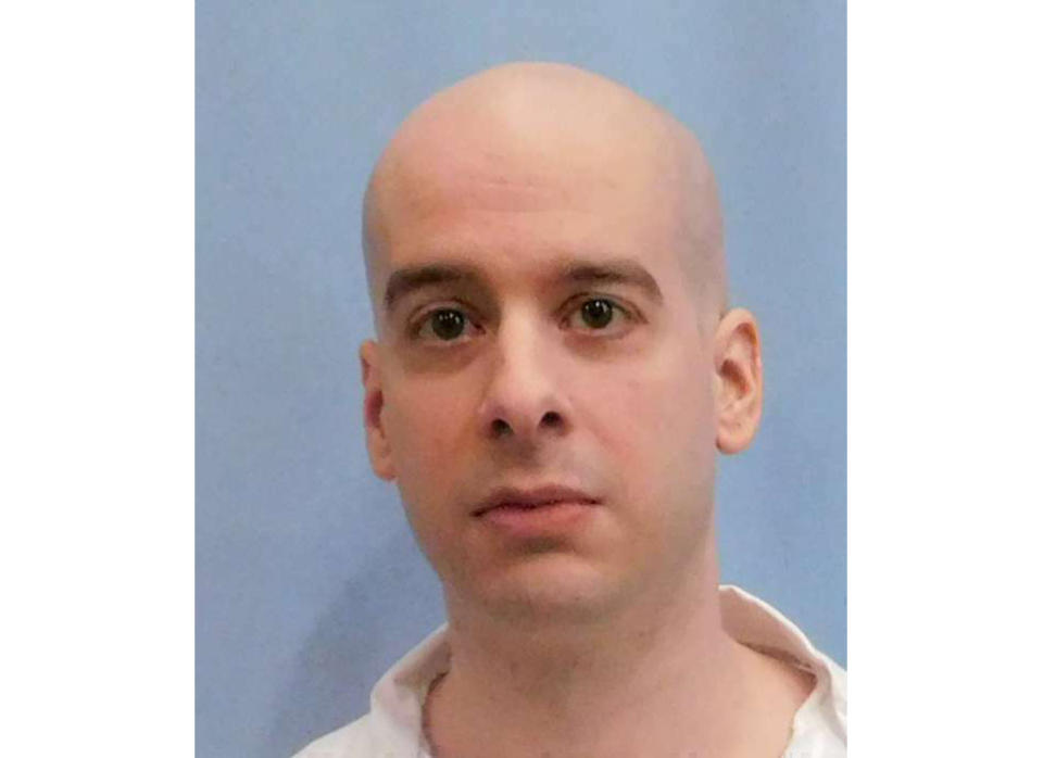 FILE - This photo provided by the Alabama Department of Corrections shows Michael Brandon Samra. Alabama Gov. Kay Ivey refused a reprieve for Samra, an inmate set for execution Thursday, May 16, 2019, night for a quadruple killing that occurred after a dispute over a pickup truck, the prisoner's lawyer said. (Alabama Department of Corrections via AP)