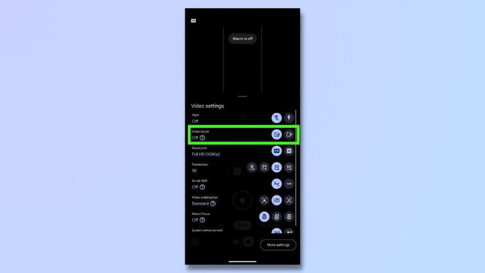 screenshot showing How to use Pixel 8 Pro Video Boost - turn on video boost