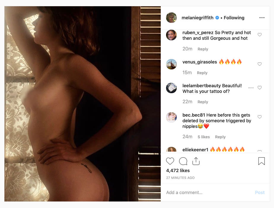 Actress Melanie Griffith shares nude photo of Playboy 1976 on Instagram