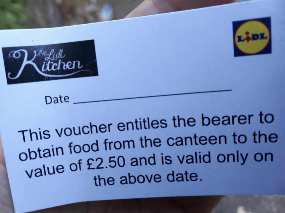 This voucher entitles the bearer to obtain food from the canteen...
