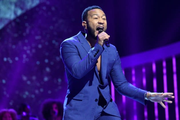 John Legend performs onstage at the 62nd Annual GRAMMY Awards  "Let's Go Crazy" The GRAMMY Salute To Prince on January 28, 2020 in Los Angeles, California. - Credit: Kevin Mazur/Getty Images for The Recording Academy