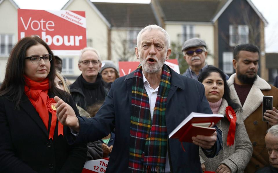 Labour leader Jeremy Corbyn in Thurrock on the election campaign trail - PA