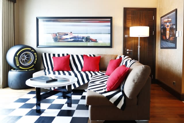 Hilton racing-themed hotel room