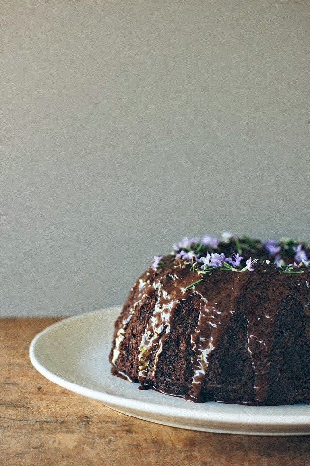 Dark Chocolate, Pear and Rosemary Cake