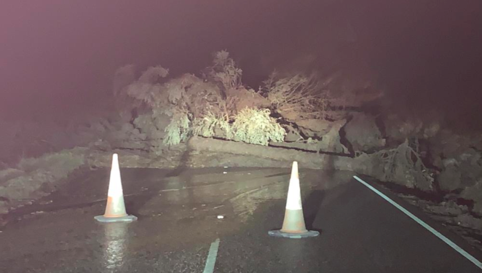 The landslip tumbled onto the A83 in Scotland overnight (Grab)