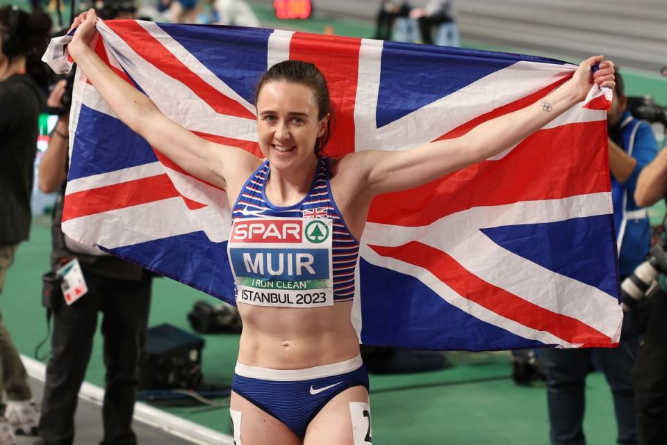Laura Muir coasted to a fifth title at the European Athletics Indoor Championships (AP Photo) (AP)