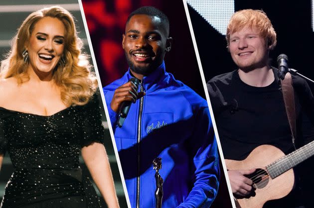 Adele, Dave and Ed Sheeran are among this year's Brits nominees (Photo: Charles Sykes/Invision/AP/Shutterstock/ITV/Dave J Hogan/Getty)