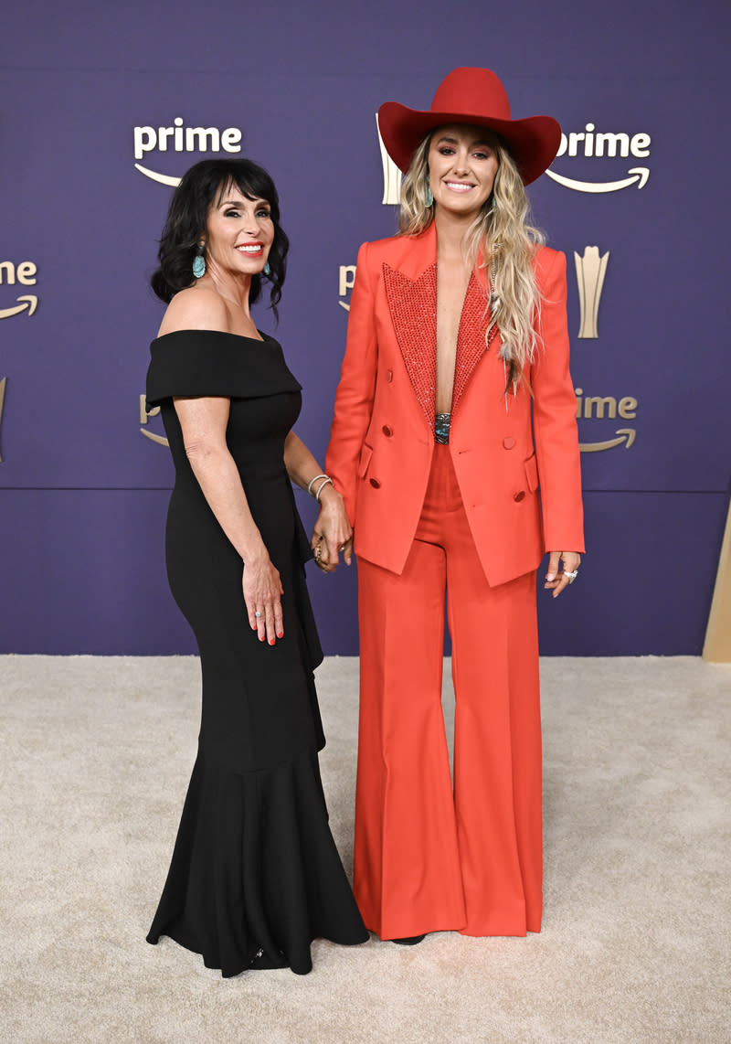 Michelle and Lainey Wilson at the Academy of Country Music Awards on May 16 in Frisco, Texas, red carpet, Area, Western