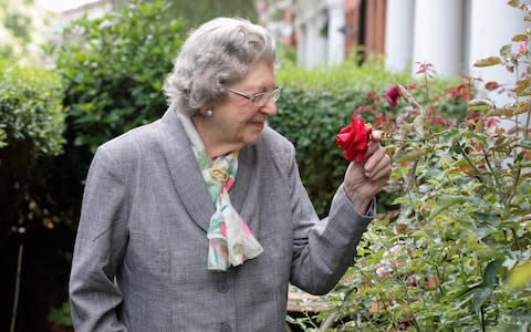 Baroness Trumpington pictured at her flat in South London, aged 90 - Credit: Andrew Crowley/The Telegraph