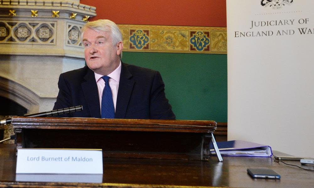 Lord Burnett of Maldon at the Royal Courts of Justice in London. 