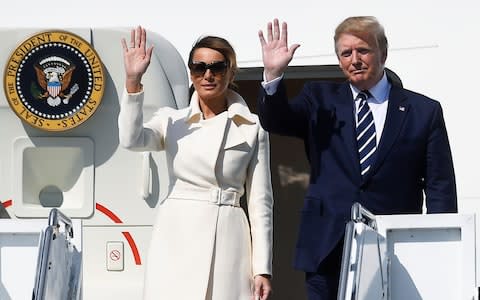 President Donald Trump and his wife Melania land in Ireland - Credit: REUTERS/Clodagh Kilcoyne