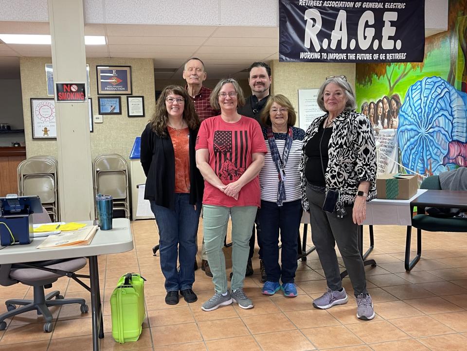 Poll workers ready to assist voters in Lawrence Park at UE Local 506 at 3923 Main St. on April 23 during the 2024 Primary election day.