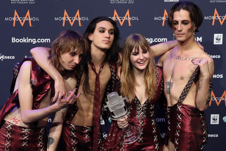 Maneskin, la última banda ganadora de Eurovision, está integrada por: Thomas Raggi, Ethan Torchio, Victoria De Angelis y Damiano David