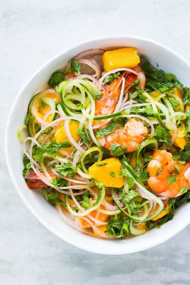 When you're in the mood to spiralize all the veggies, try this cucumber and mango number. Recipe: Cucumber Noodle Prawn and Mango Salad 